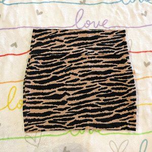 Brown Black Tiger Zebra Animal Print Mini Skirt Womans sz Medium